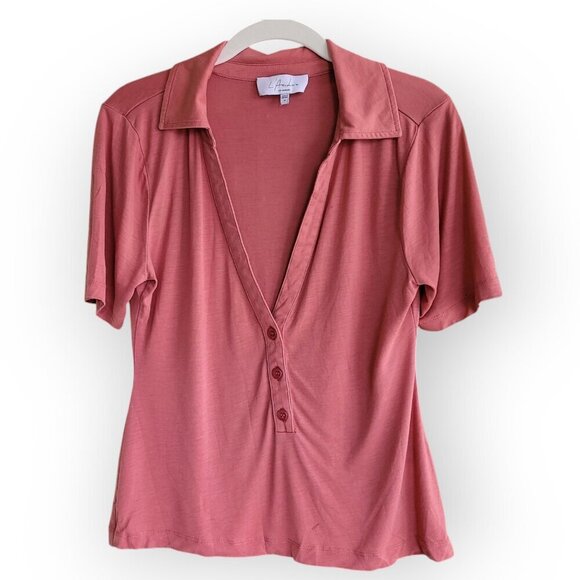 Revolve L'Academie Fernande Lyocell Top Deep Sea Coral M - Picture 2 of 13